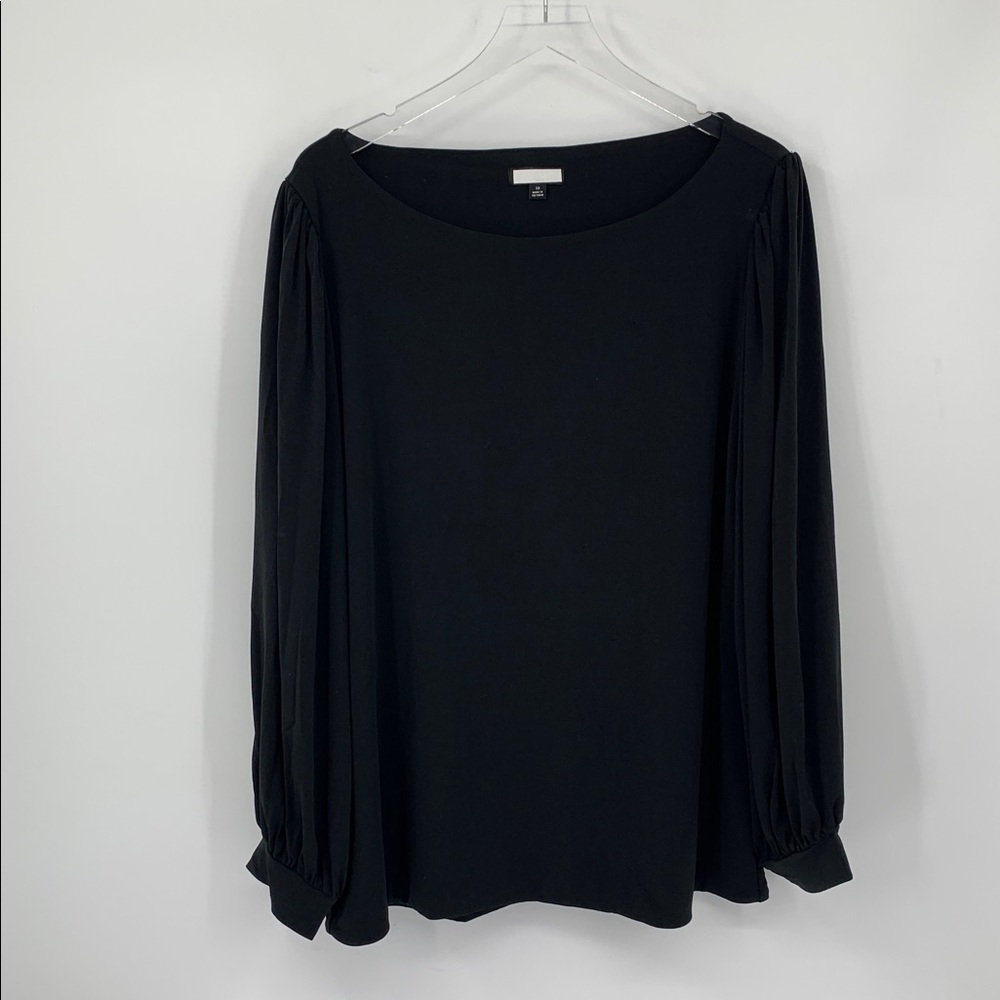 J Crew jersey knit blouse top shirt puffed full sleeve black stretch boat new 3X